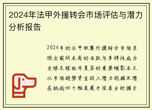 2024年法甲外援转会市场评估与潜力分析报告